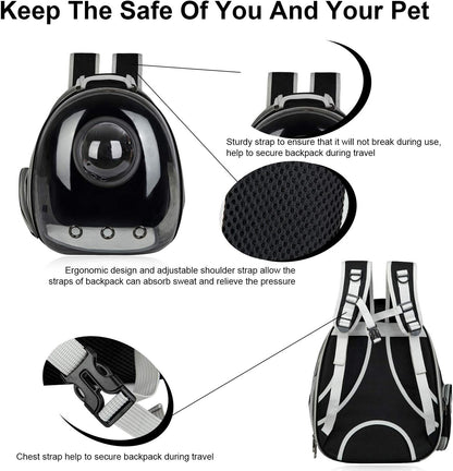 Black Cat and Dog Carrier Backpack - Versatile Pet Travel Bag for Small to Medium Pets, Ideal for Hiking, Walking, and Outdoor Adventures
