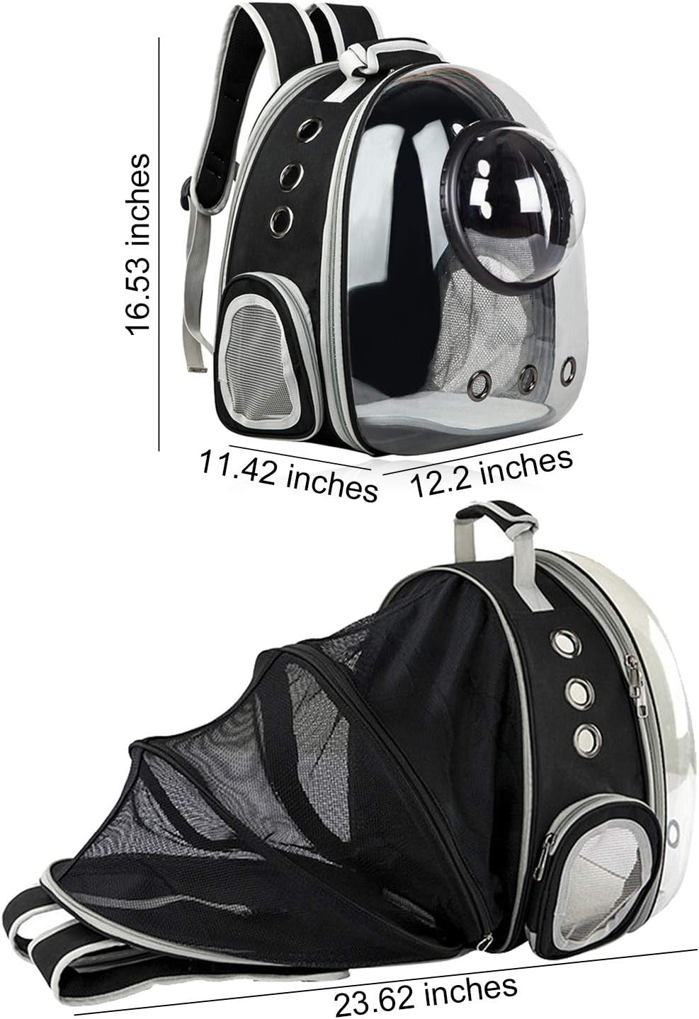 Black Cat and Dog Carrier Backpack - Versatile Pet Travel Bag for Small to Medium Pets, Ideal for Hiking, Walking, and Outdoor Adventures