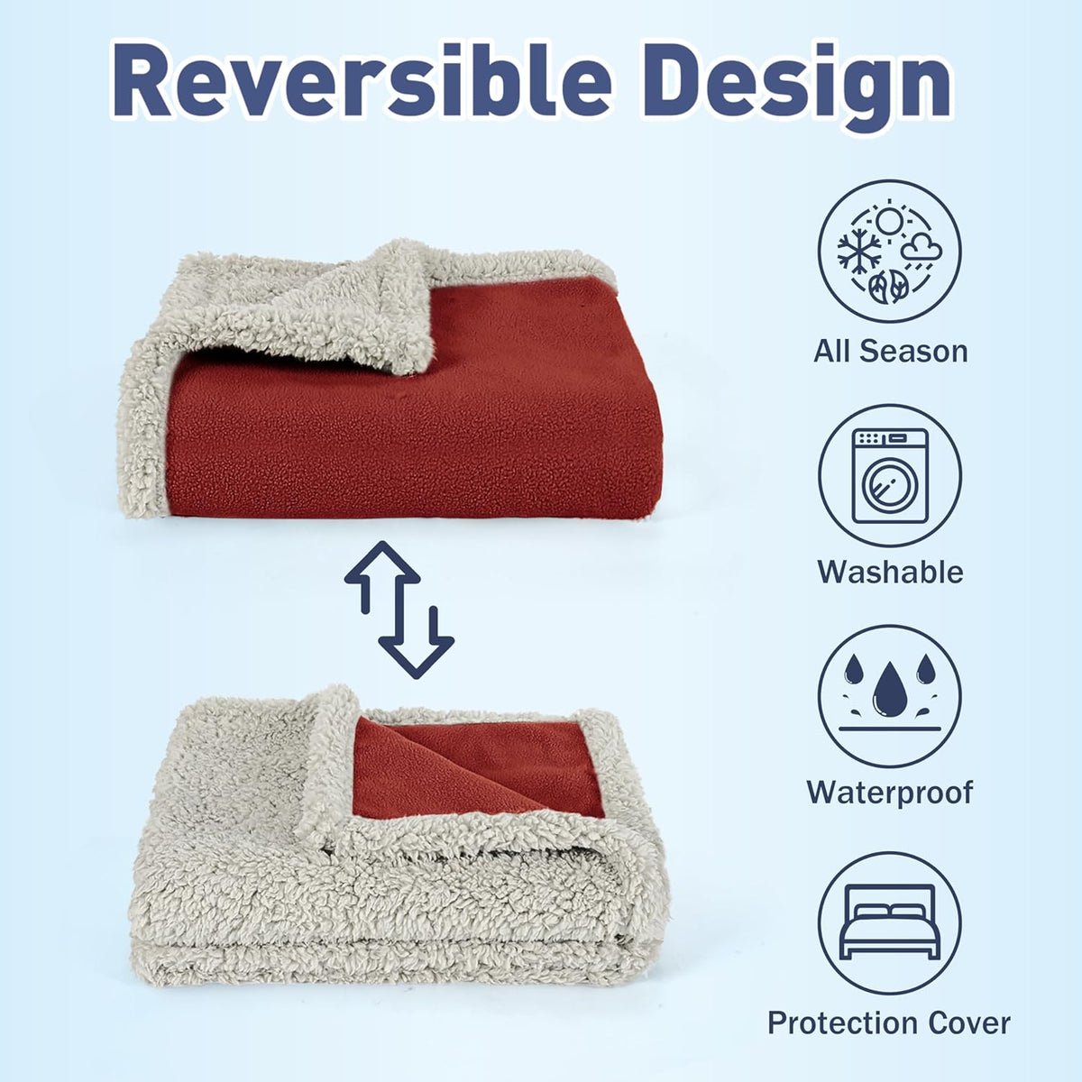 Reversible Waterproof Pet Blanket for Dogs and Cats