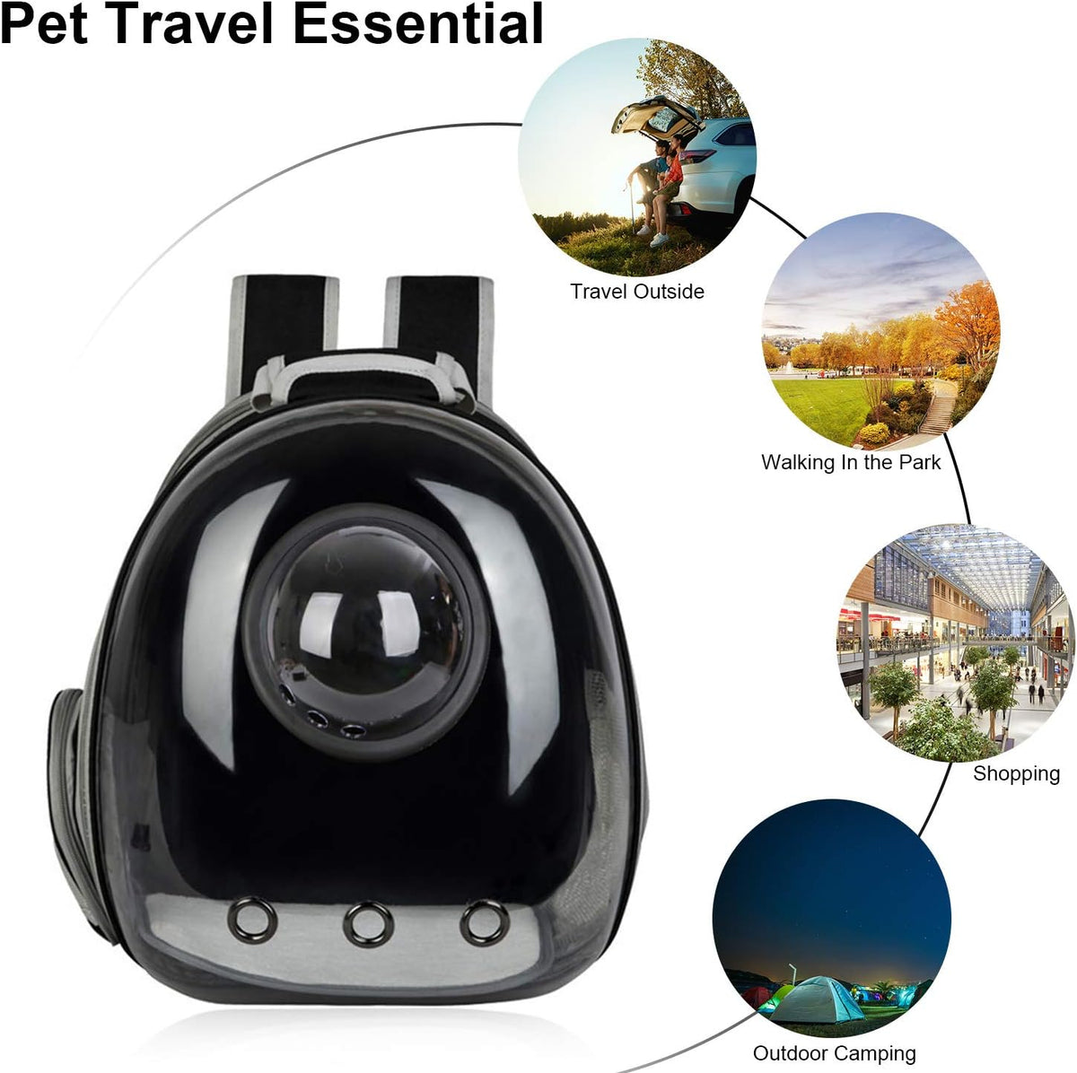Black Cat and Dog Carrier Backpack - Versatile Pet Travel Bag for Small to Medium Pets, Ideal for Hiking, Walking, and Outdoor Adventures