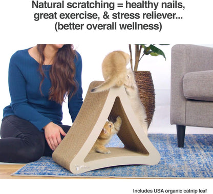 Vertical Cat Scratching Post with Three Sides, Dimensions: 18" x 10.5" x 15.9